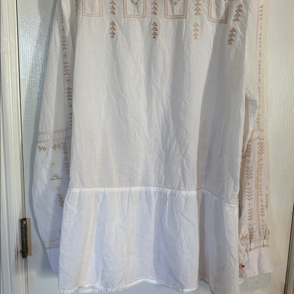 Johnny Was White and Tan Embroidered Shirt - Picture 7 of 8